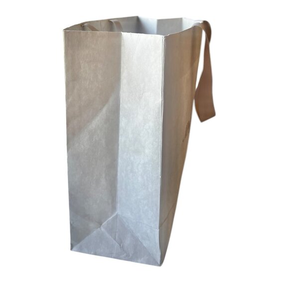 Jimmy Choo Shopping Bag Ribbon Handles Paper with Bottom Card 14x11x4.75  Gray - Picture 8 of 11